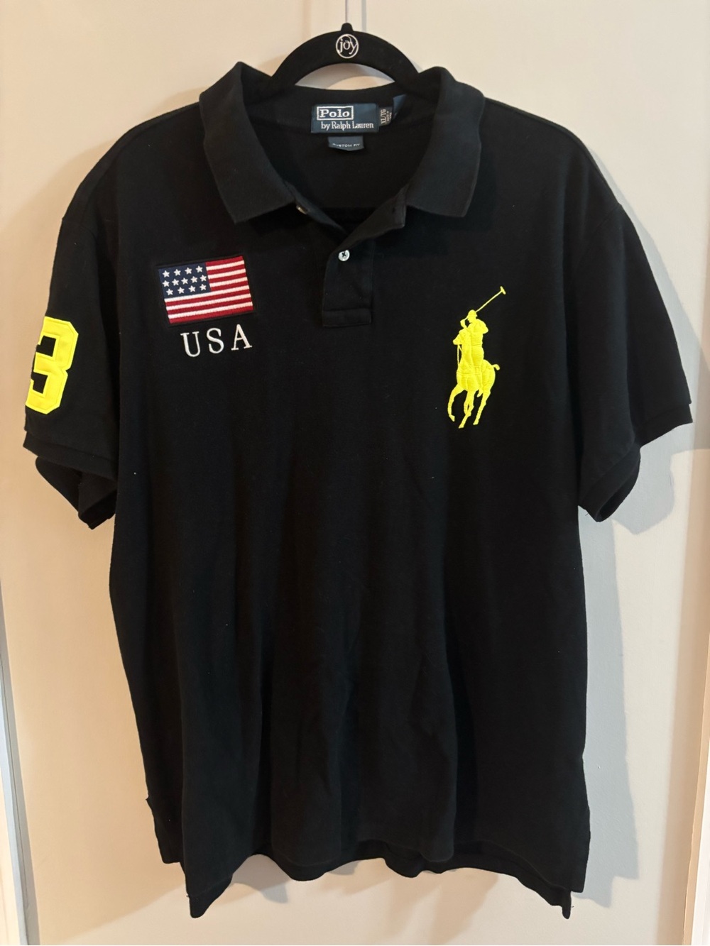 Polo by Ralph Lauren Black Polo with Yellow Pony & USA Flag